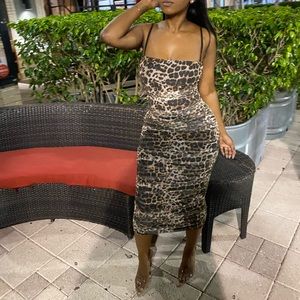 PLT Cheetah Ruffled MIDI Dress- Worn once